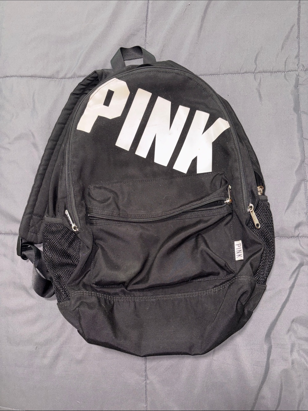 PINK Victoria's Secret Black Backpack with White Logo